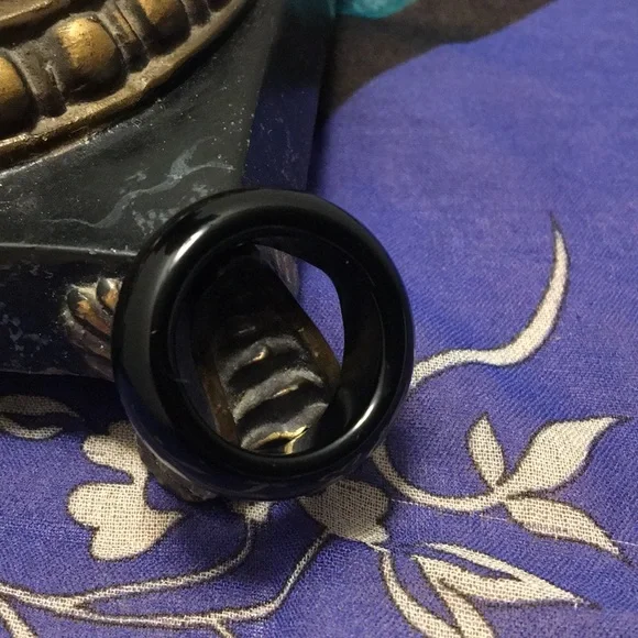 🎲TRADED🎲BLACK AGATE ring, unisex band - Picture 12 of 17